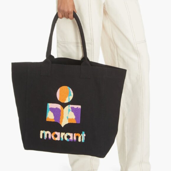 Isabel Marant Bouclé Canvas Logo Tote Bag Shopper Carryall Black Travel NWOT - Picture 9 of 9